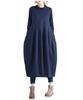 MowaLef Long Long High Solid Perfect for Loose Cocoon Midi Casual Women's Dress, Autumn/Winter, Sleeve, A-Line, Figure-Flattering, Neck, Color,