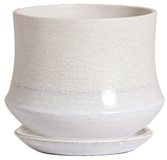 

Plus Garden Flower Pot and Saucer Set Pollux with Drain Hole Titanium White Shigaraki Ware 195mm 537-11 белый