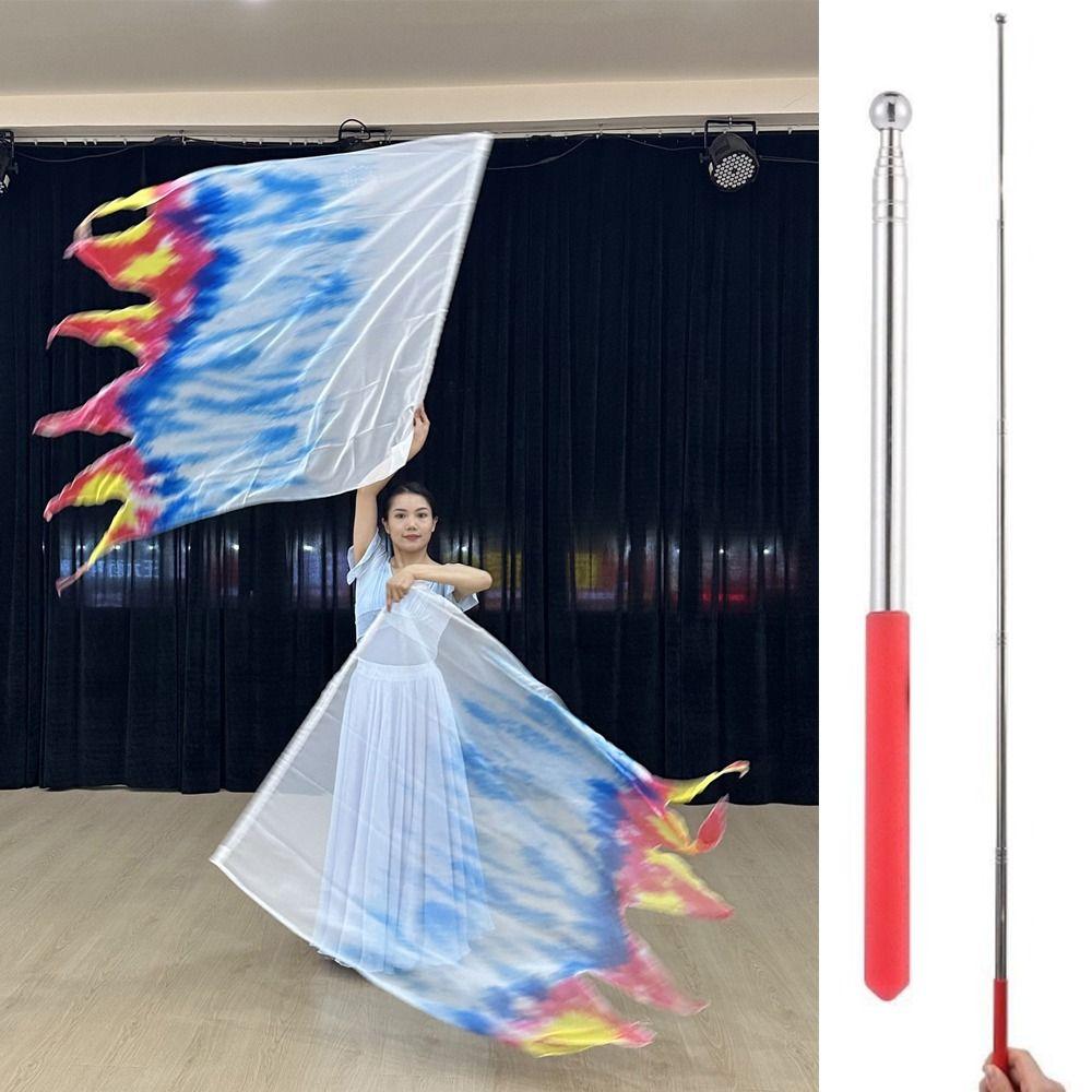 Multicolor Rectangle Flags with Telescopic Sticks Colorful Scarves Flag  Dance Performance