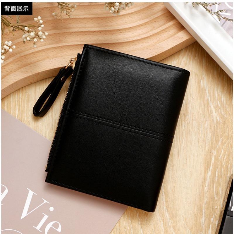 New Solid Color Short Women's Wallet Large Capacity Folding Wallet Zipper Women's Change Bag