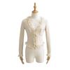 Sweet Lace Trim Patchwork V-Neck Women's Long Sleeve Slim Fit T-Shirt for Spring 2025