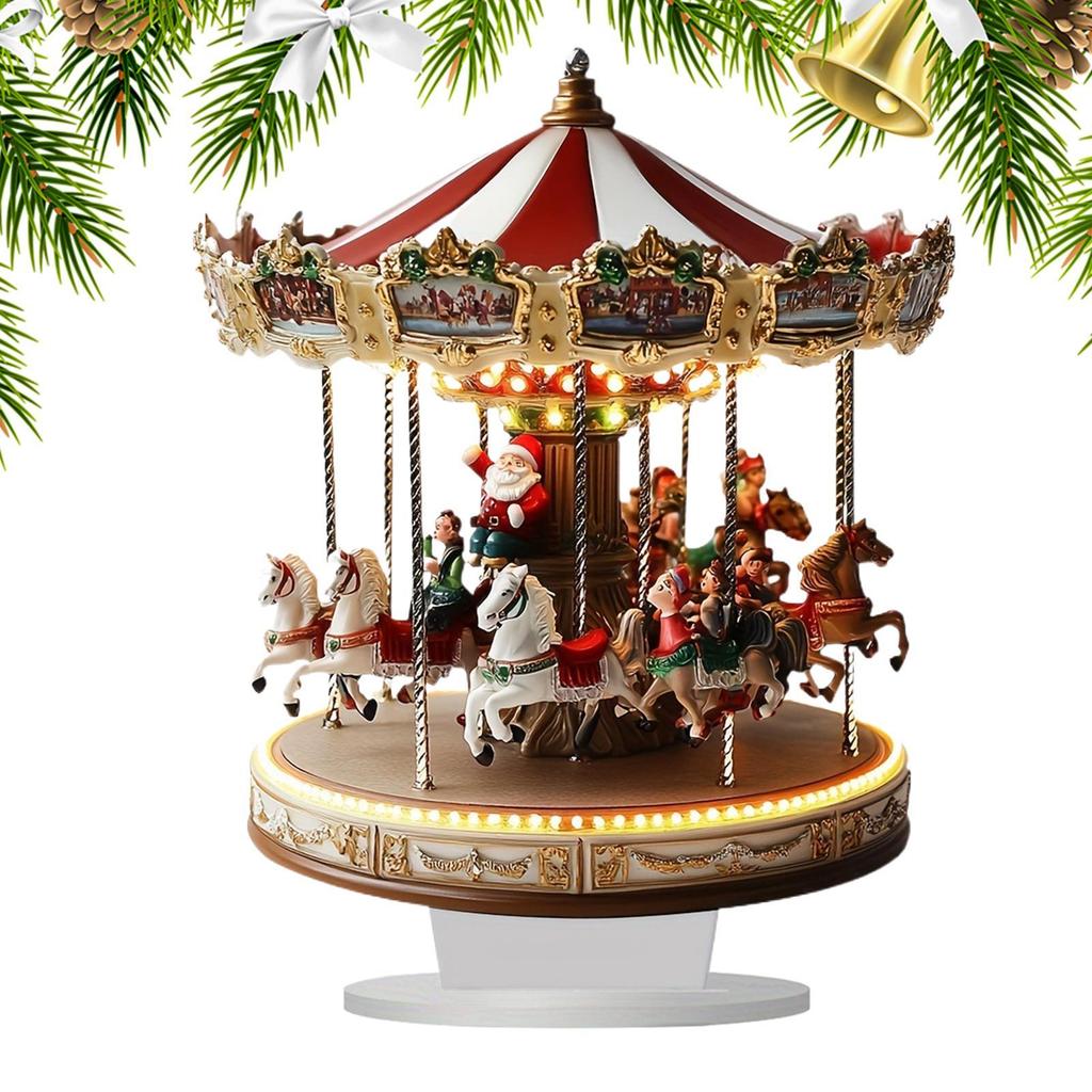 Merry Christmas 2D Acrylic Carousel Christmas Scene Festival Desktop Ornaments Home Decoration 2025 Xmas Navidad Party Supplies