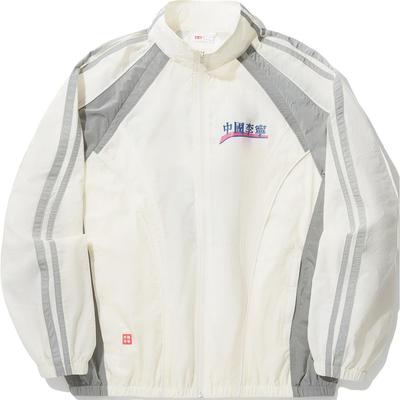Li Ning Color Block Letter Zipper Stand Collar Comfortable Breathable Loose Sports Windbreaker Unisex Windbreaker Off-White AFDUA67-1