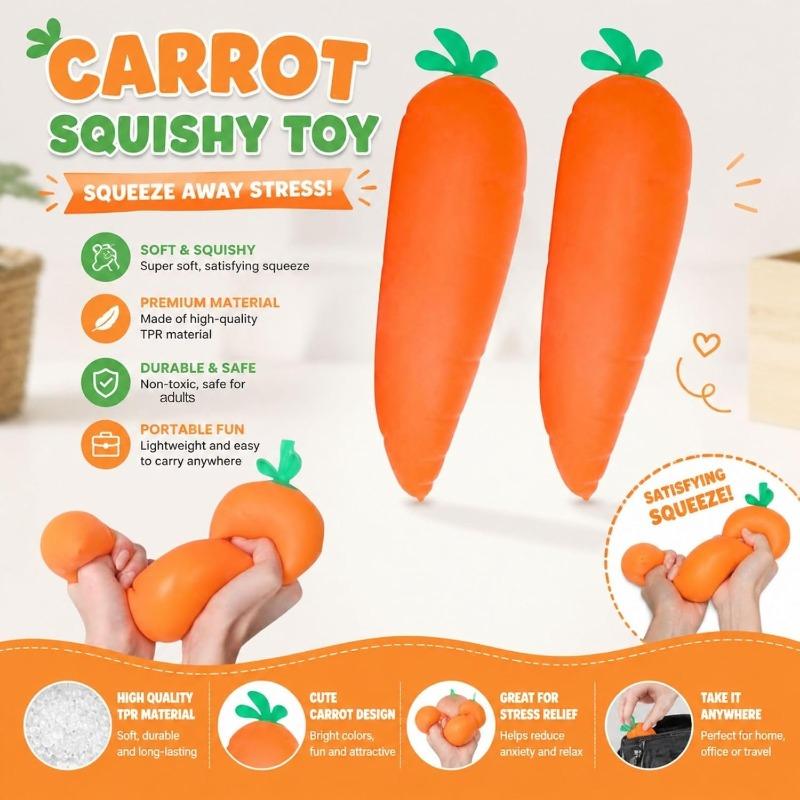 Carrot Squishy, Slow Rising Stress Relief, 2026 New Realistic Carrot-Shaped Squeeze Ball, Soft Cute, Anxiety Relief Dough Decompression Gift