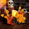 Home Party Supplies Halloween Floral Candle Ring, Artificial Maple Rose Wreath for Festive Atmosphere Decorations Holder, Spooky Table Centerpiece