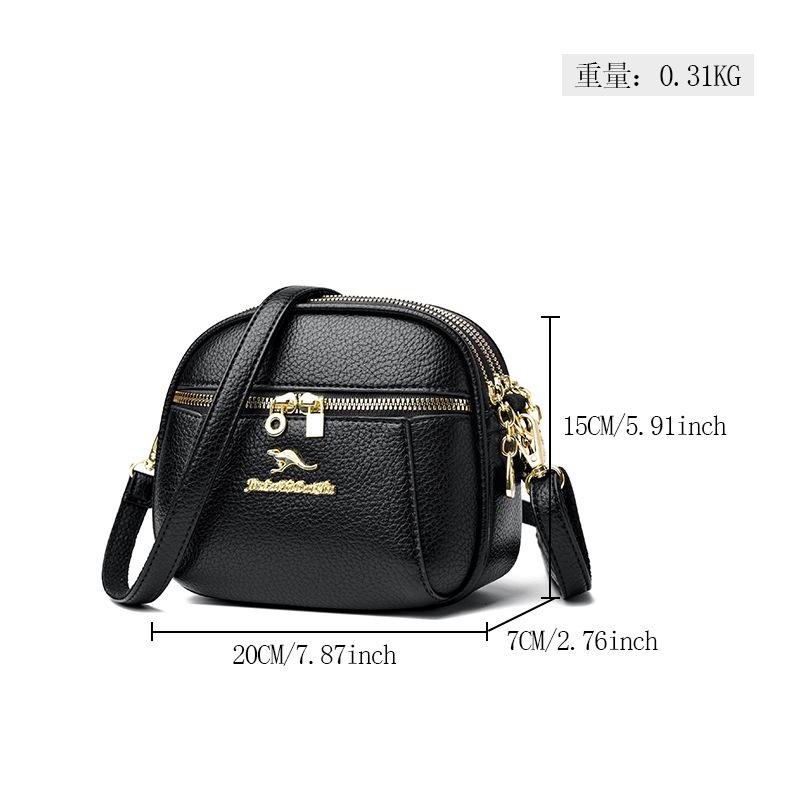 2025 Soft Leather Mobile Phone Bag Three-layer Anti-theft Women's Bag Splicing Lightweight Shoulder Bag Messenger Bag Factory Direct Sales