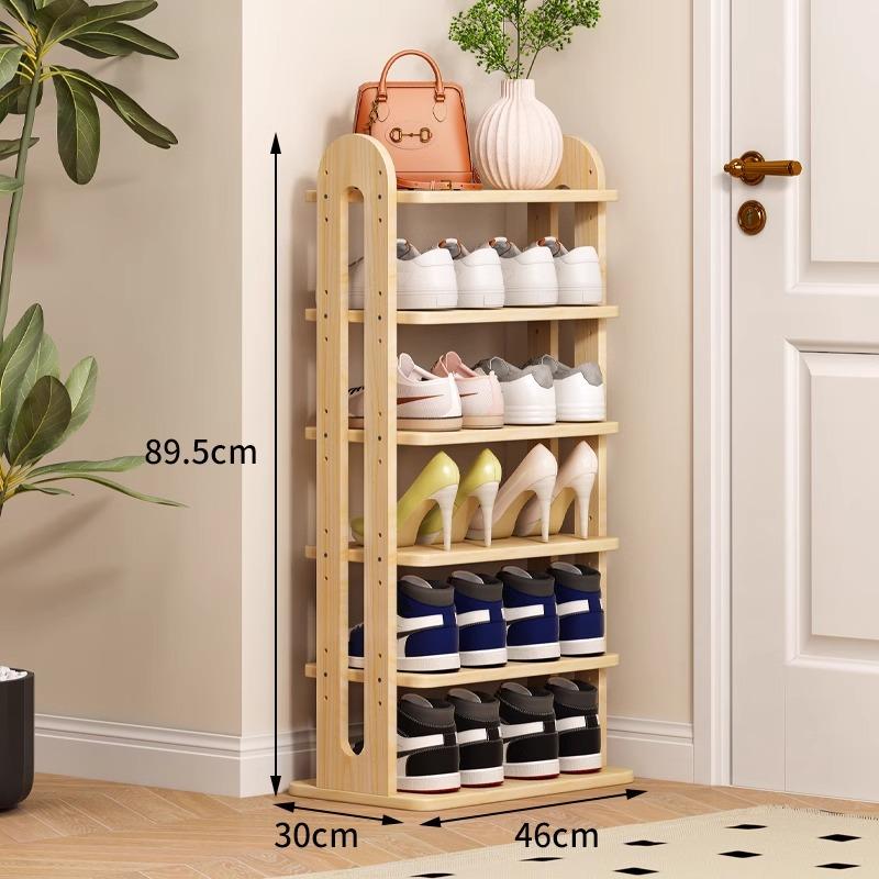 Adjustable Solid Wood Shoe Rack - Slim Entryway Organizer for Small Spaces Multi-Tier Storage Shelf for Dorms/Apartments &Closet