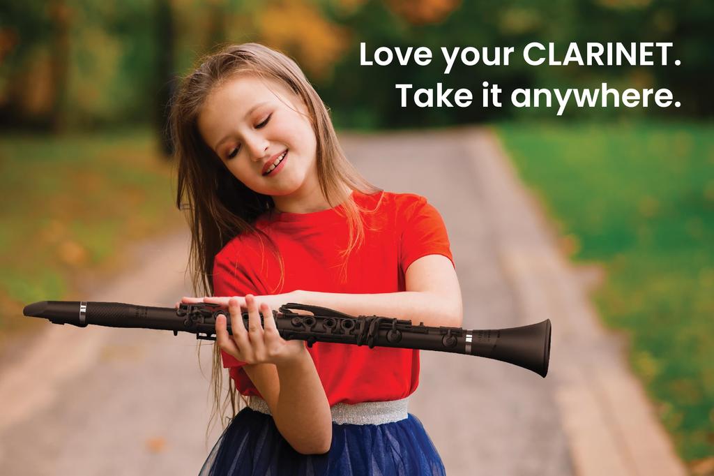 NUVOBand NB200CBK Plastic Wind Instrument, Fully Waterproof, Bb Clarinet, Black [Includes Case, Reeds, Wall Hanger, Swab, Grease, and Fingering Chart]