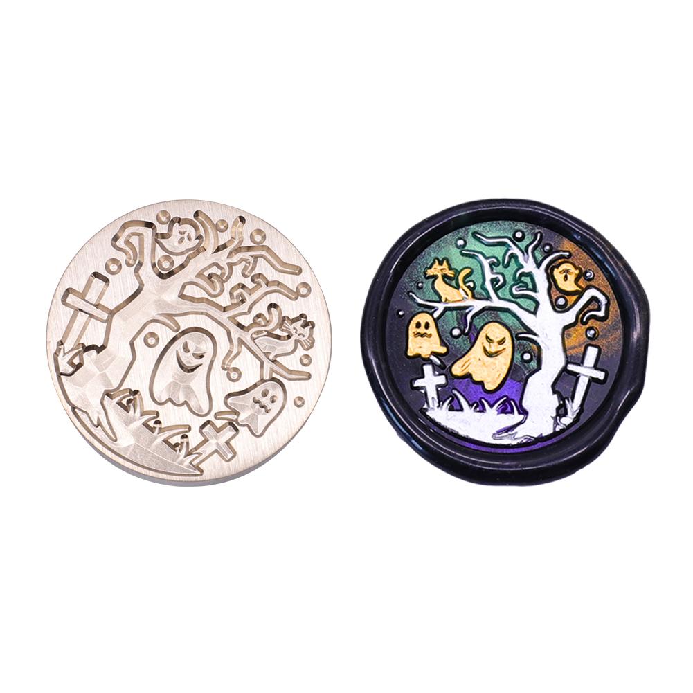 

Round Seal Head Multipurpose DIY Wax Grain Seal Head Envelope Decorative Halloween Embossed Seal Head for Packaging Scrapbooking
