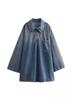2023 European Style Plus Size Women's Denim Lapel Dress