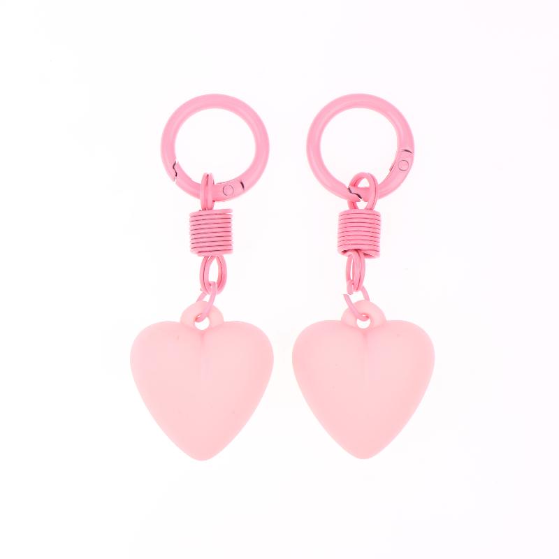 2Pcs Cute Candy Color Heart Keychain Korean Simple Love Keyring Bag Pendant Hanging Decoration Car Key Holder Couple Gifts