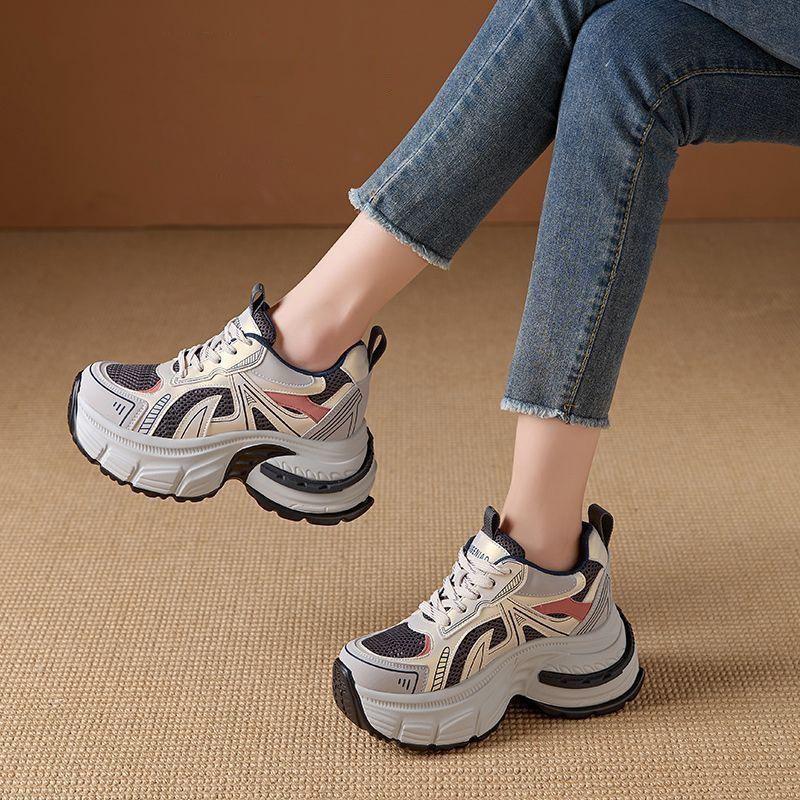 22 vår och höst nya retro pappaskor superheta mesh-sneakers små tjocka sulor är ökade