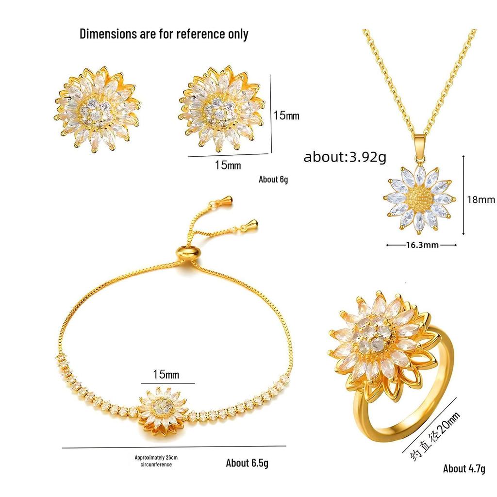 Trendy Sunflower Zircon Necklace: Elegant Clavicle Chain in Light Luxury Minimalist Design