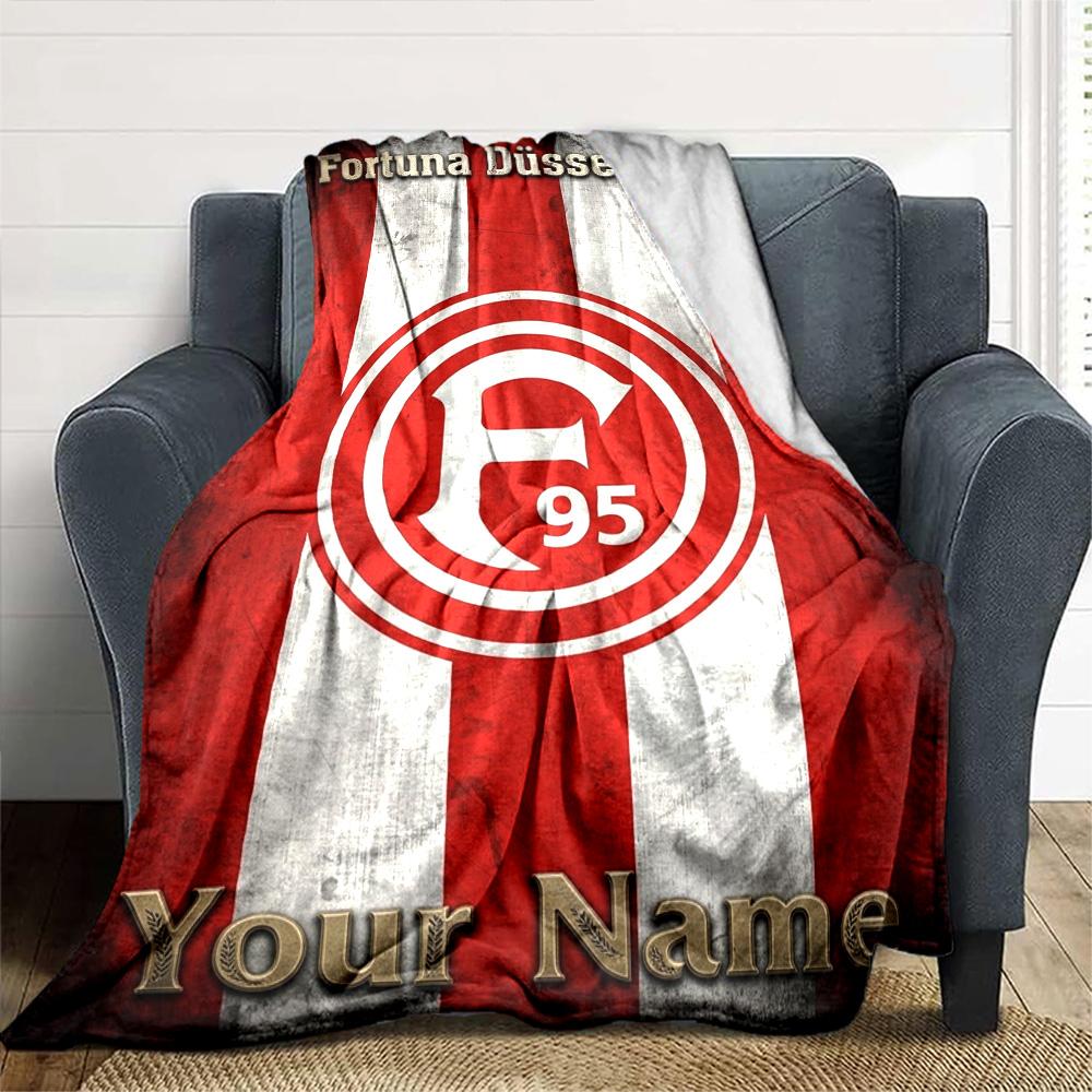 Name Custom Fortuna Düsseldorf Print Flannel Blanket High Quality Warm Comfortable Cover for All Seasons Perfect for Gifts Home Decor