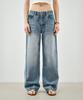 MONGDOL Curved Washed Denim Pants Mid Blue Mdpt082Midblue