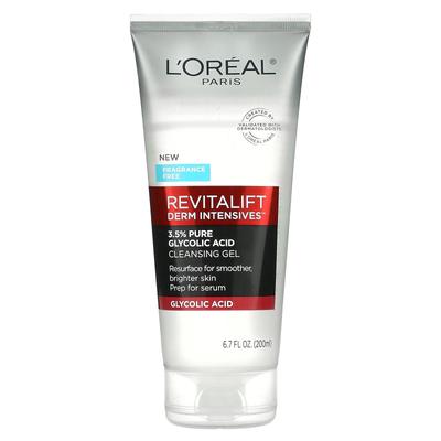 L'Oréal, Revitalift Derm Intensives, Reinigungsgel mit 3,5 % reiner Glykolsäure, parfümfrei, 6,7 fl oz (200 ml)