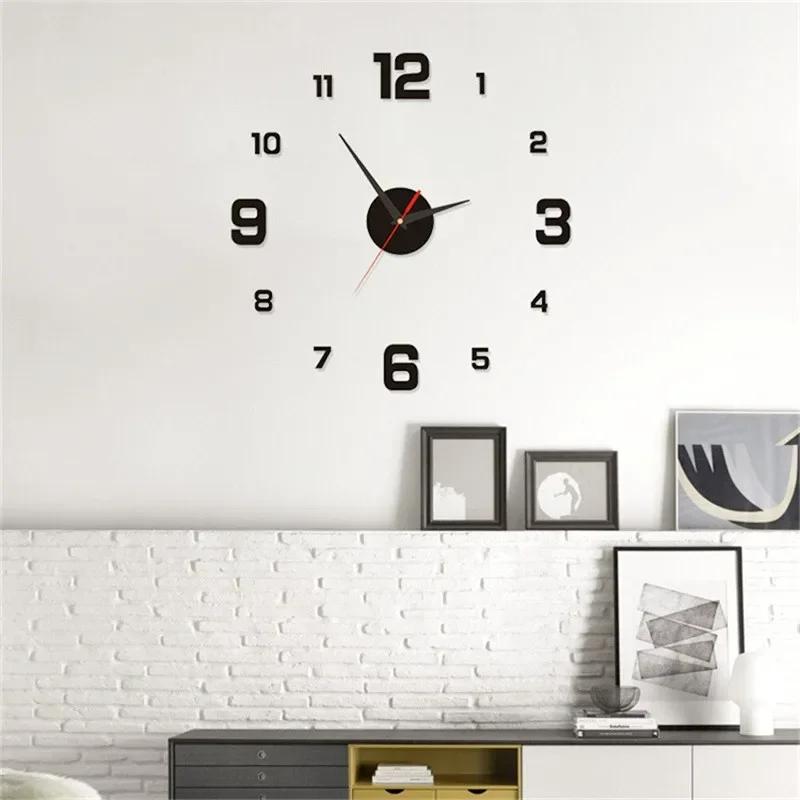Modern Wall Clock Homes Decoration Watches Living Room Suitable Families DIY Luminous Stereo Frameless Offices Bedroom Decor