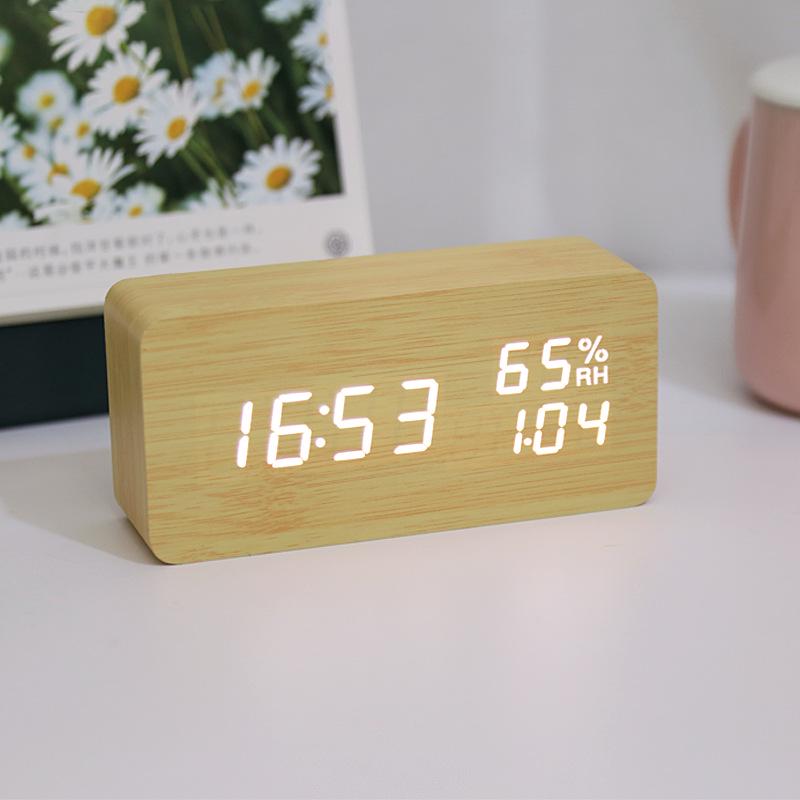 Smart Voice-Controlled LED Wooden Clock with Temperature & Humidity Display