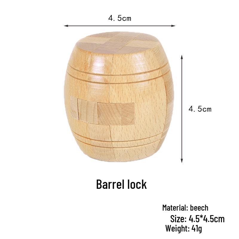 Kongming Lock Beech Wood Wine Barrel Puzzle Toy for Adults