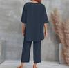 Summer 2024 European & American Women's Cotton Linen Two-Piece Casual Loose Suit