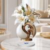 2D Flat Flower Ornament, 360-Degree Rotating Vase Acrylic Ornament with Base, Flower Vase Tabletop Decoration for Home Desk Shelf Decor