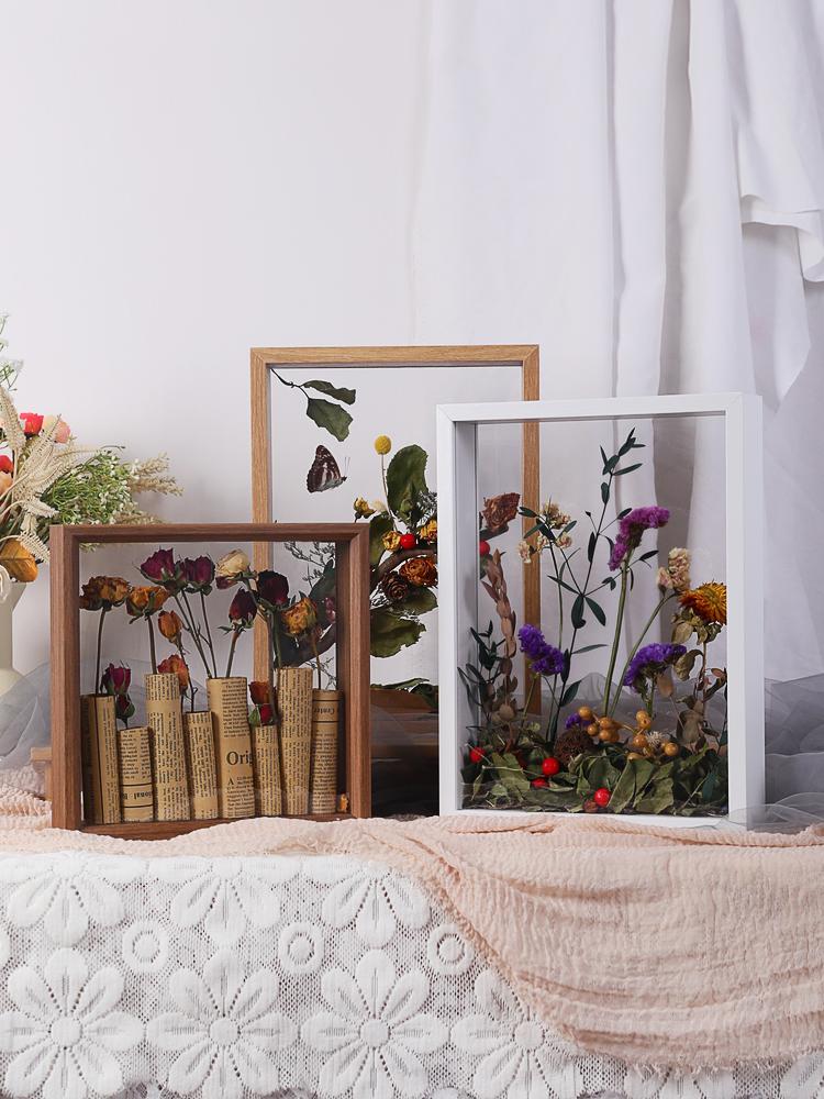 Dry flower photo frame DIY three-dimensional hollow frame Double sided dried roses eternal flowers placing dried flowers decor