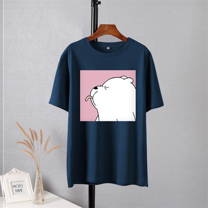 Shellsuning Summer Cute Printed Cotton T Shirt Women Loose Short Sleeve Trend Tees Female Casual Streetwear All-match Basic Tops