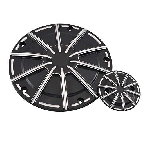 AQIMY CNC Aluminum Engine Derby & Timing Cover Set for Harley Road King, Electra Glide, and Dyna, Black, for Wear Resistance and Protection