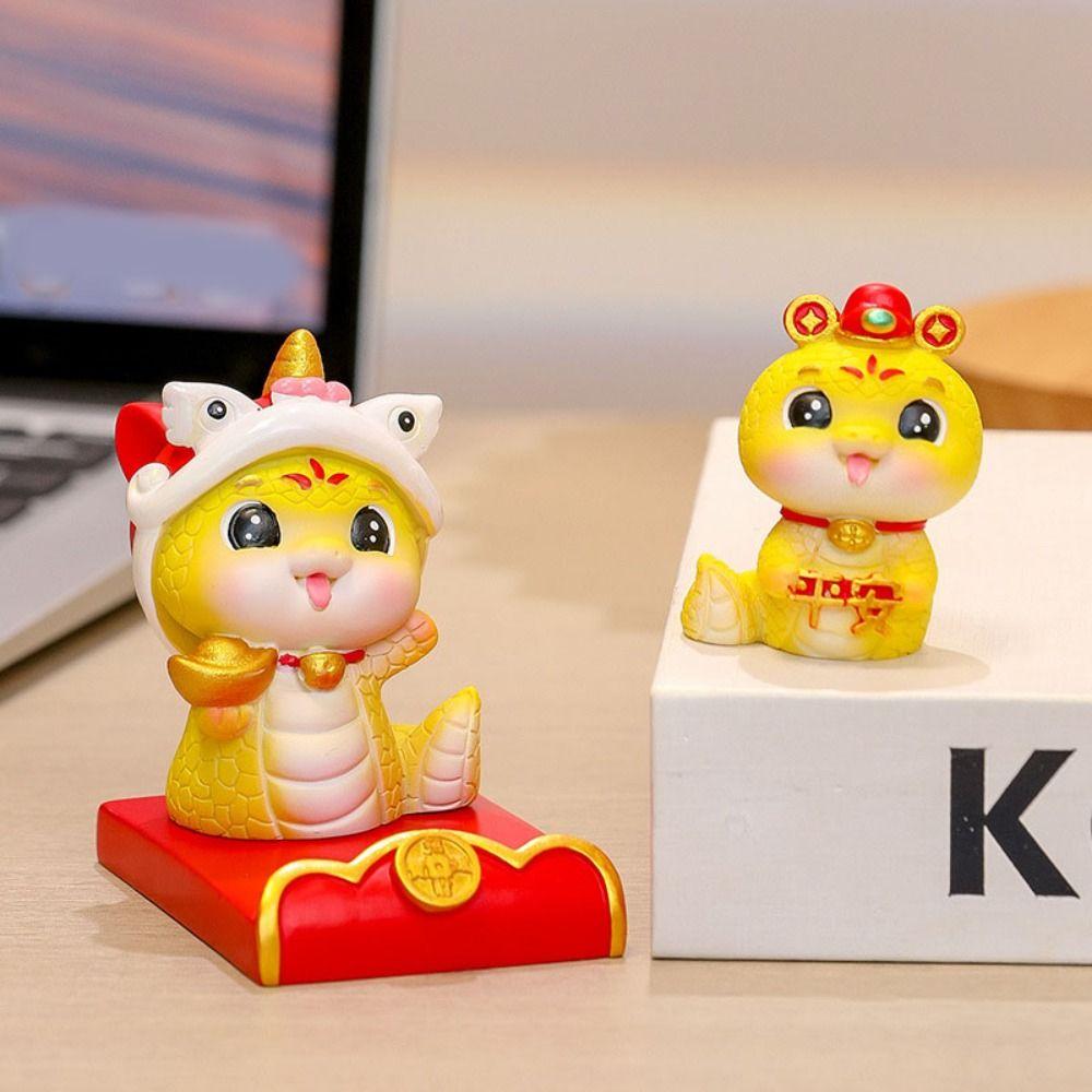 Resin Craft Mobile Phone Bracket Ornaments Slot Design Cute Cell Phone Holder  Spring Festival