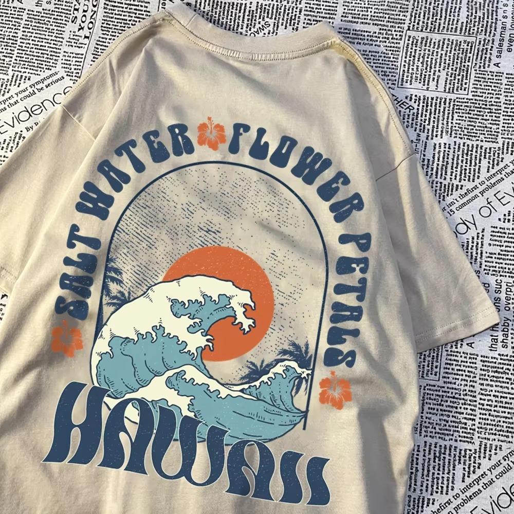 Beautiful Salt Water Petals Patterns T-Shirts Men Casual Tee Clothes Clothes Comfortable Sweat Summer Tops Vintage Loose Tshirt
