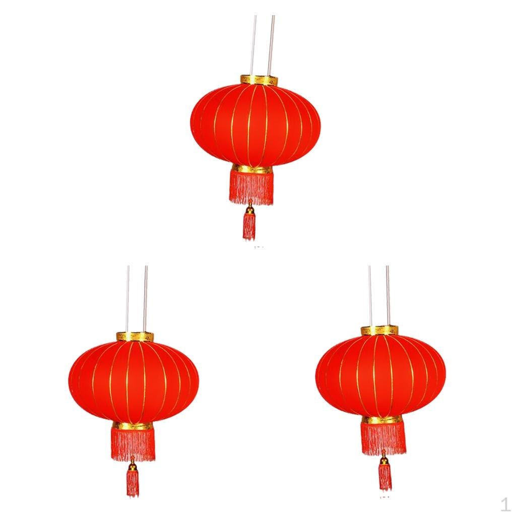 

3pcs Flocking Red Lanterns Spring Festival Decor Lucky Ornament L