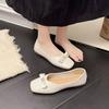Fashion Elegant Bow Designed Square Head Casual Mary Jane Flats for Women New Autumn 2025 Shallow Mouth Comfortable Slip on Single Shoes
