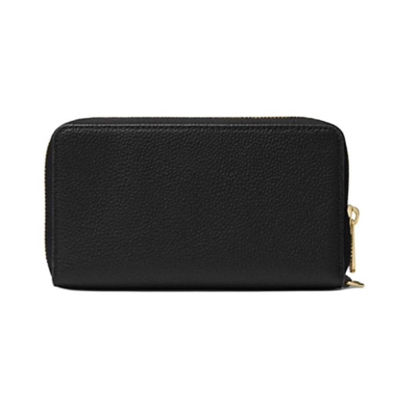 MICHAEL KORS Logo logo zipper closure leather wallet large size unisex couple style black