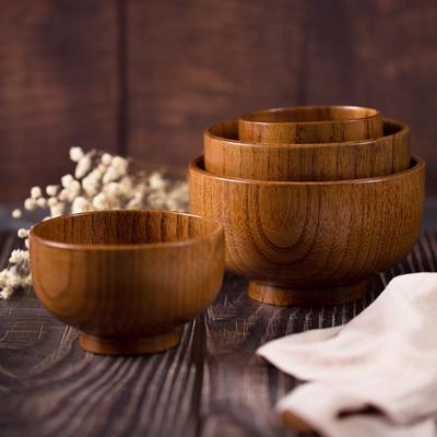 Bol en Bois de Jujubier Acide Japonais Bol en Bois pour Adultes et Enfants Bol à Riz Salade Nouilles Vaisselle Ménagère