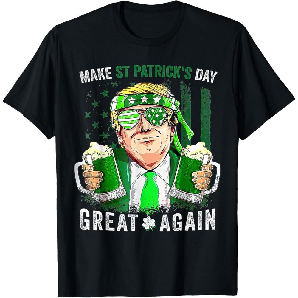 Make St Patricks Day Great Again Funny Trump Men Women T Shirt XS чёрный