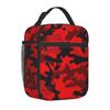 Lunch Box Camouflage Militare Camo Rosso Nero Borsa Termica Riutilizzabile con Tasca Laterale per Lavoro Scuola Picnic Escursione Gita di un Giorno