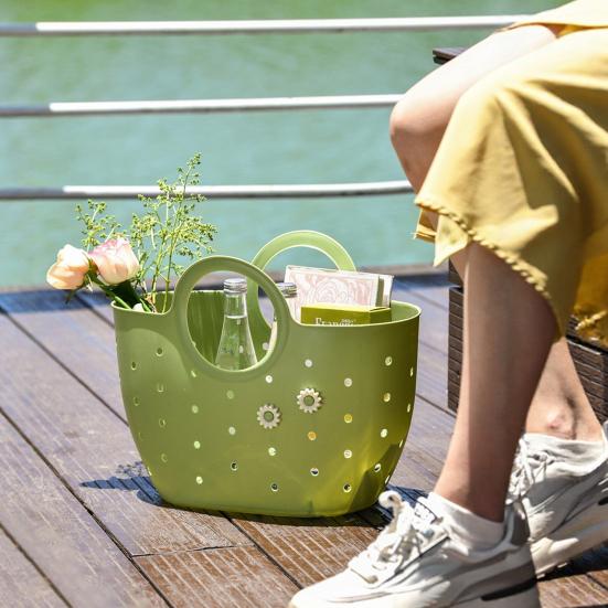 Handheld Basket Portable Bathroom Shower Tote Caddy with Handles Hollowed Out Storage Basket Tote for Home Bedroom College Dorm
