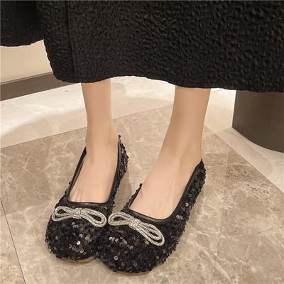 Fashion 2024 New Spring Autumn Women Flat Shoes Korean Style Girls Bling Sequins Single Shoes Female Soft Bottom Casual Shoes 35-43