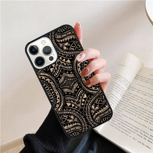 Polynesian  Maori Tribal Samoan Pattern Tattoo Phone Case Cover For iPhone 17 Air 15 16 14 13 12 Pro Max 11 Pro Max Plus