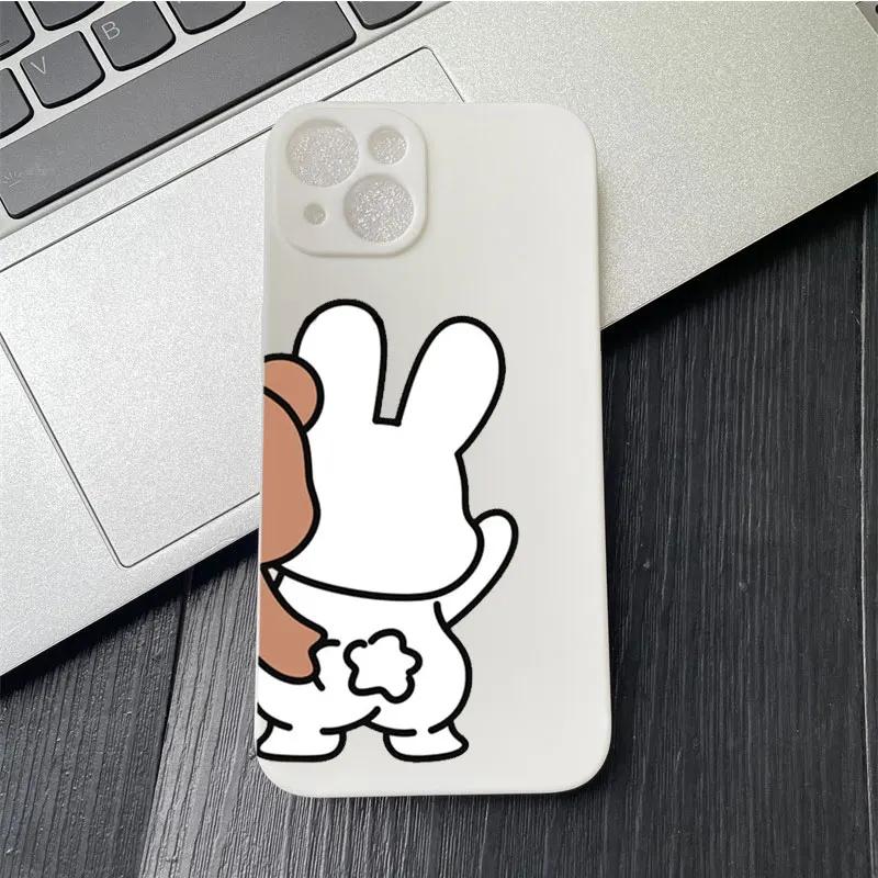 Cartoon Cute Bunny Bear Paired Couple Phone Case For IPhone 13 11 12 15 16 Pro Max Mini X XS XR 14 Plus Lovers Cover Funda Shell