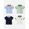 Kids Short Sleeve T-shirt Clothes Summer K-style Boy Dinosaur Embroidered V-neck Polo Shirt Baby Boy Color Matching Top