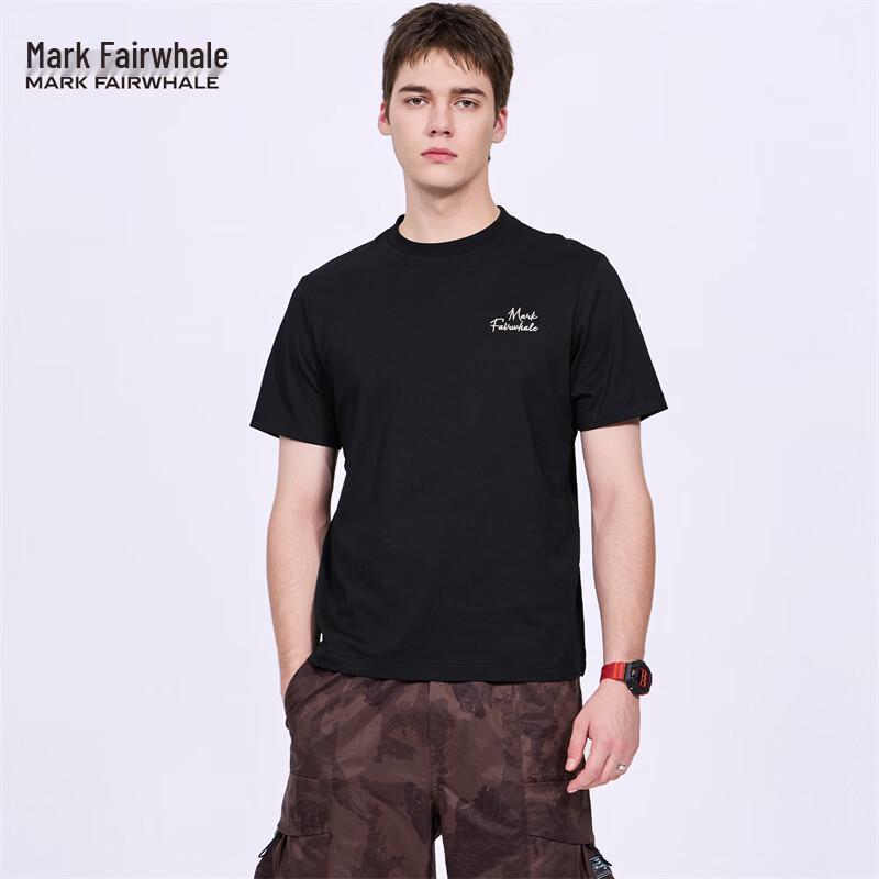 Mark Fairwhale Men's Back Embroidered Round Neck Short Sleeve T-shirt
