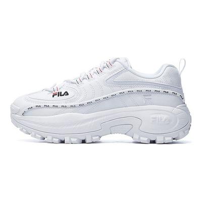 Tejido de Engranaje Cuero Sintético Moderno Deportes al Aire Libre Absorción de Impactos Resistente al Desgaste Zapatillas Casuales de Caña Baja Zapatos Casuales para Mujer Blanco F12W044122FWT