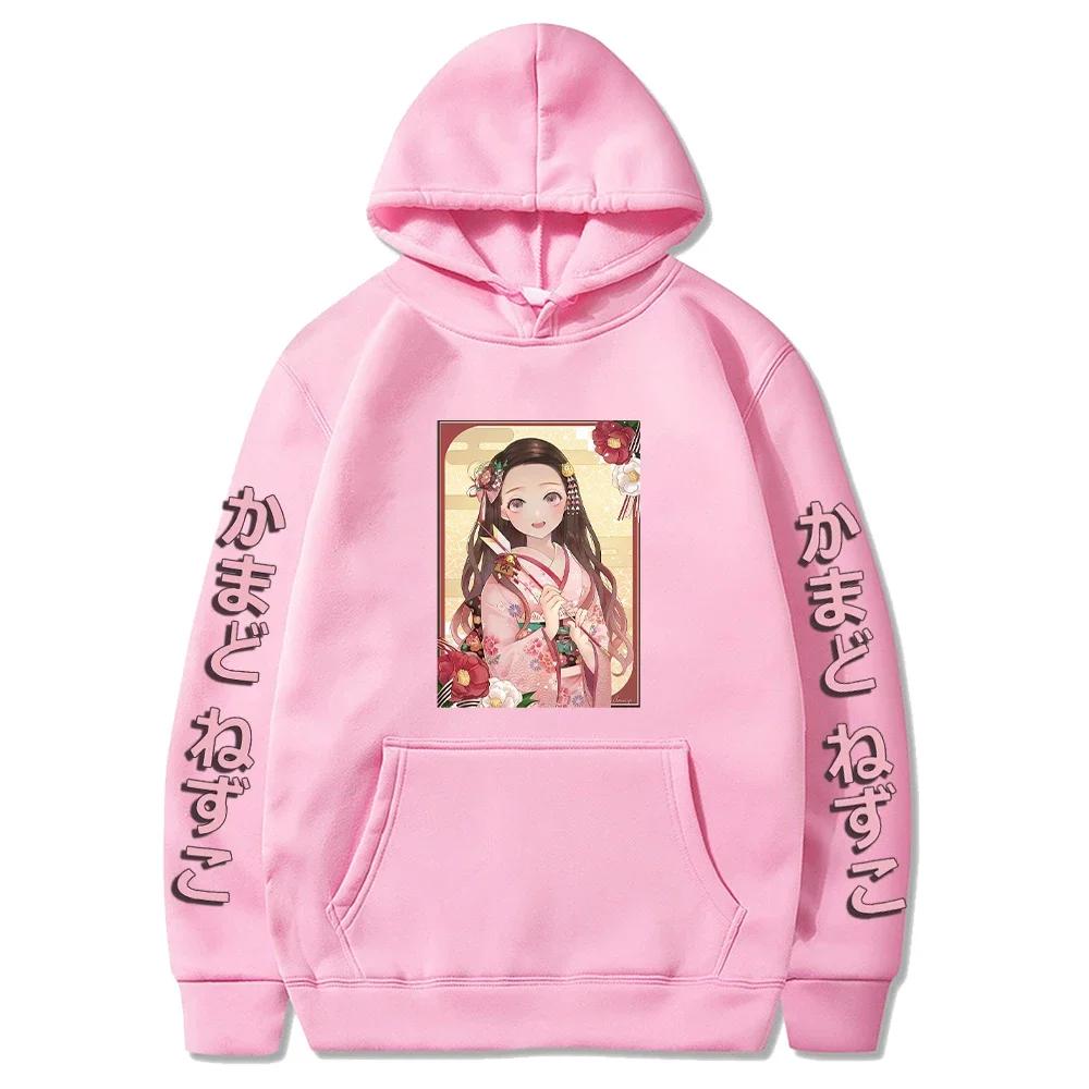 Japan Anime Demon Slayer Graphic Printed Hooded Women Hoodies Long Sleeve Sweatshirt Harajuku Casual Girl Clothes Tops