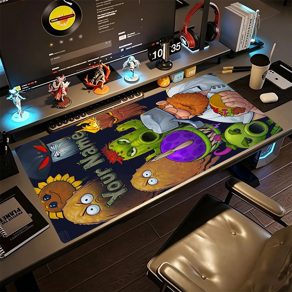 Plants Vs. Zombies Customize Text Mouse Pad Desk Mat Study Desk Mat Non-Slip Rubber Bottom Office and Gaming Desk Decoration