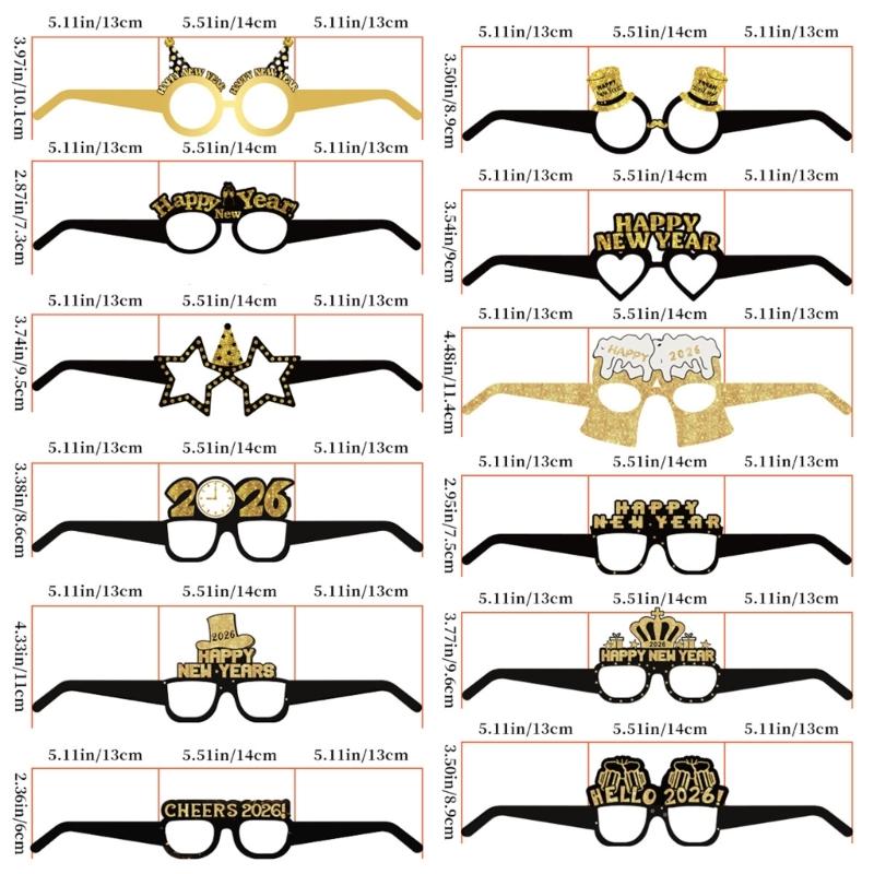 6PCS Paper Party Eyewear With Strong Structure Costume Accessories For 2026 New Year Dances And Outdoor Gatherings