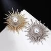 Lanhao Sunflower Pearl & Diamond Star Brooch: Eco-Friendly Fashion Accessory for Women