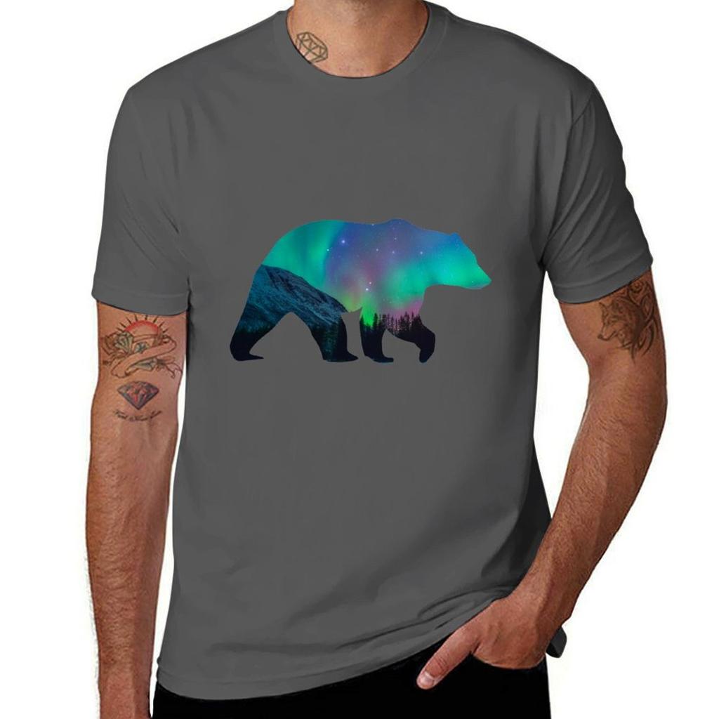 Northern Lights Bear Tshirt Daily Casual Short Sleeve Tee Shirt Tshirt