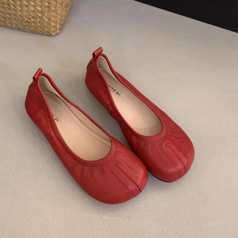 Fashion SUOJIALUN 2025 Autumn New Women Flat Shoes Fashion Round Toe Shallow Slip On Ladies Casual Single Shoes Soft Flat Heel Ballerina