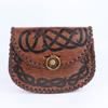 Medieval PU Leather Belt Waist Bag Two-Piece Set Viking Print Boat Shaped Pirate Halloween Retro Role Playing Costume Props